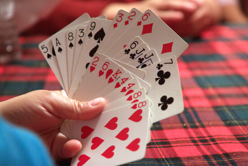 Cards in rummy hand