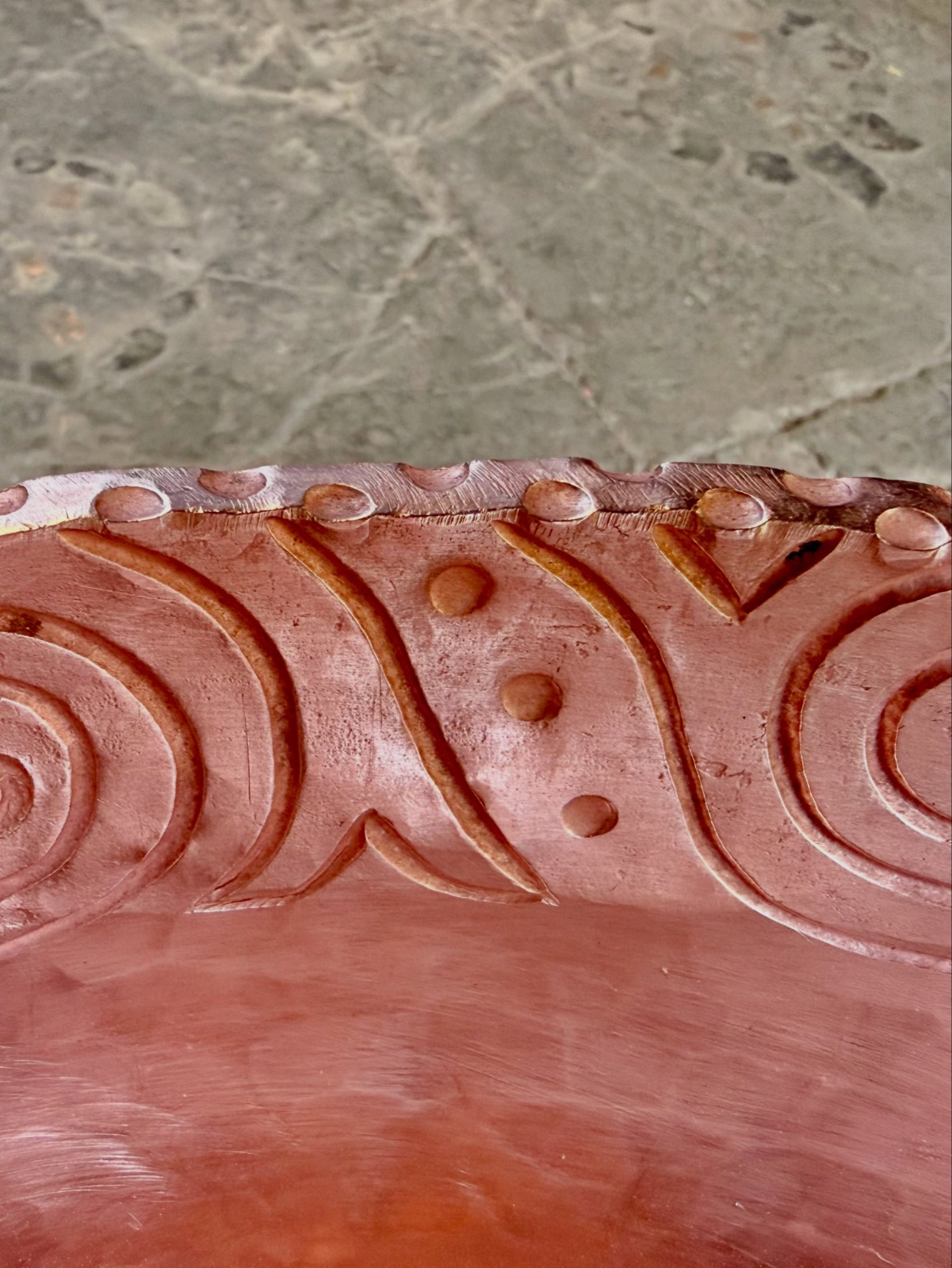 Detail of rim of pottery bowl